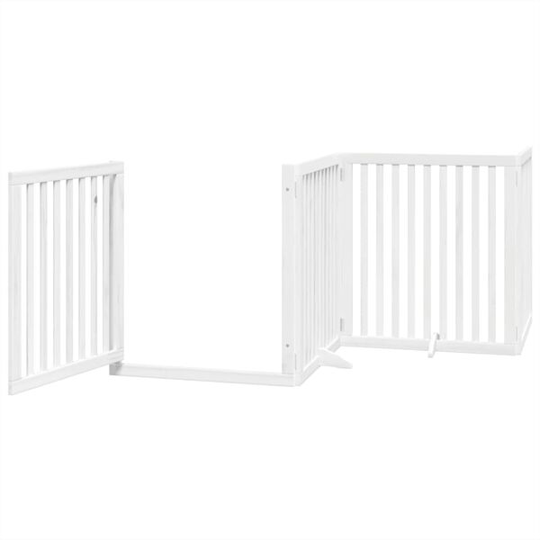 vidaXL Barri&egrave;re pour chiens et porte 4 panneaux blanc bois de peuplier