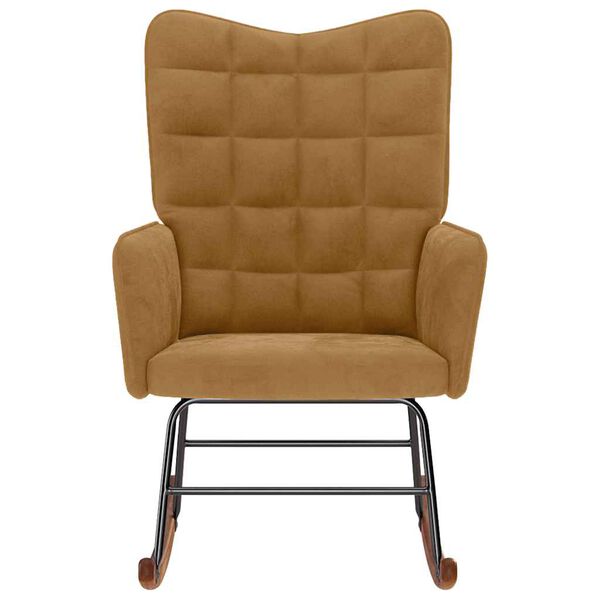 vidaXL Chaise &agrave; bascule Marron Velours