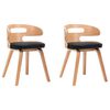 vidaXL Chaises &agrave; manger lot de 2 noir bois courb&eacute; et similicuir