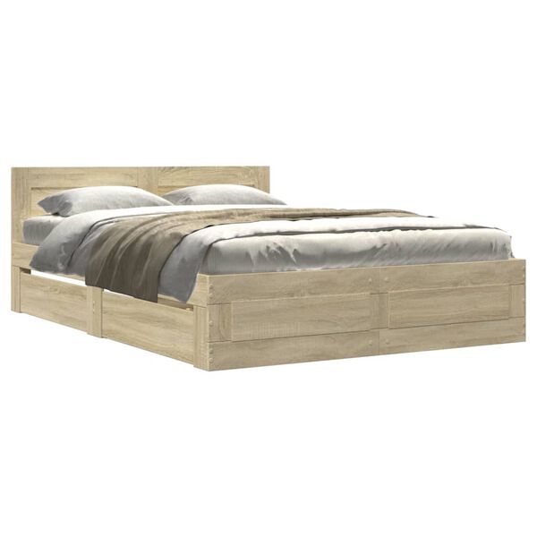 vidaXL Cadre de lit et t&ecirc;te de lit sans matelas ch&ecirc;ne sonoma 140x190cm