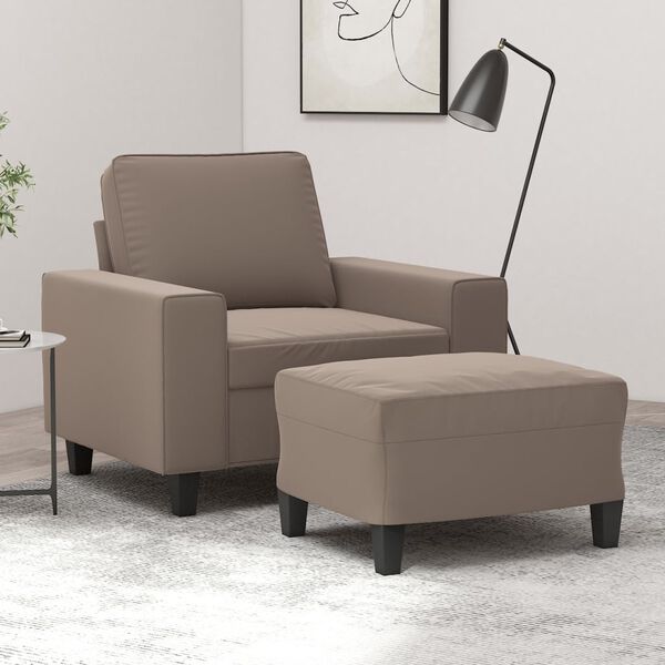 vidaXL Fauteuil avec repose-pied Taupe 60 cm Tissu microfibre
