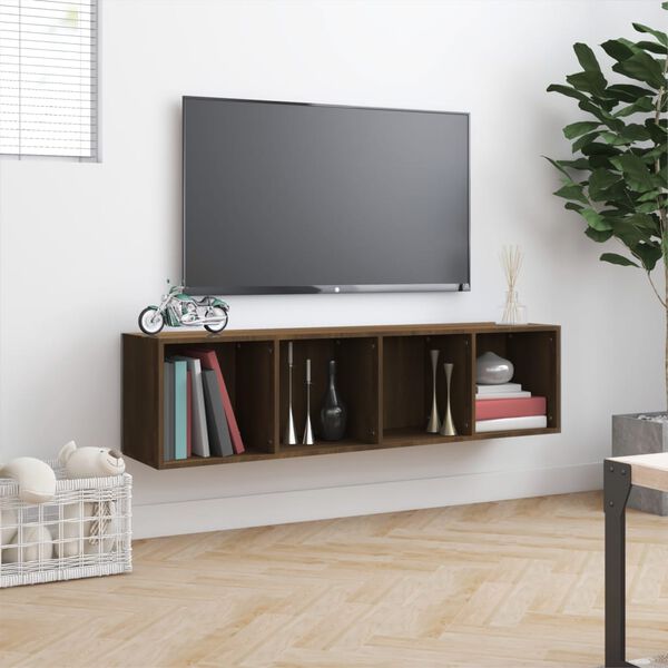 vidaXL Biblioth&egrave;que/Meuble TV Ch&ecirc;ne marron 143x30x36cm Bois ing&eacute;nierie