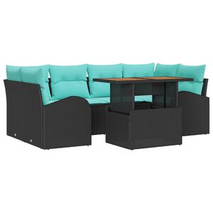 vidaXL Ensemble de canap&eacute; de jardin 7 pcs Noir Poly rotin