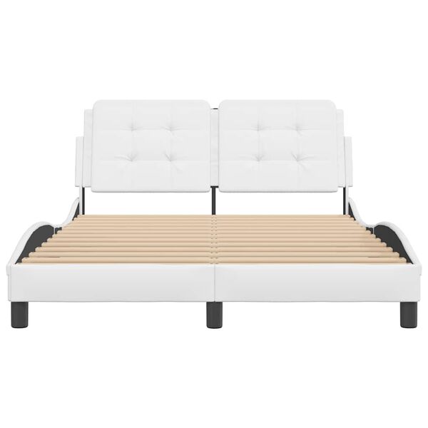 vidaXL Cadre de lit sans matelas Zadar blanc 140x190 cm similicuir
