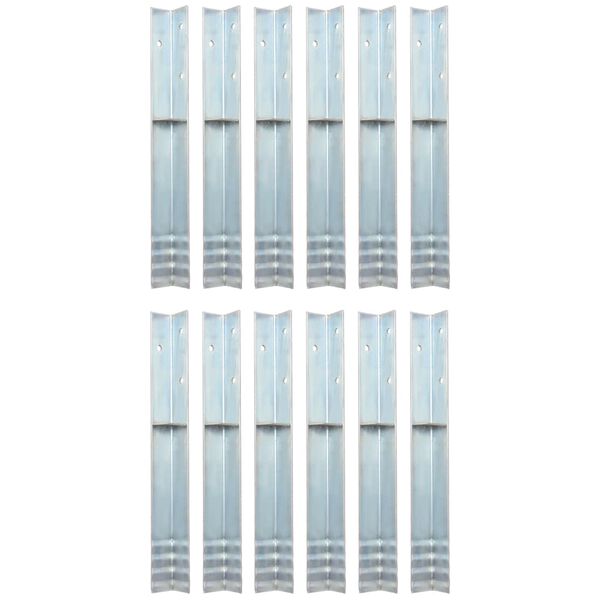 vidaXL Piquet de sol en forme de L 12 pcs Acier galvanisé 5 x 5 x 50cm