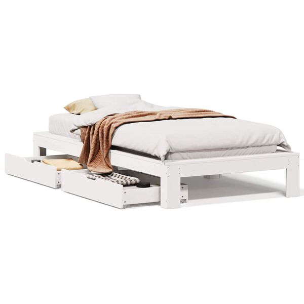 vidaXL Cadre de lit sans matelas blanc 90x190 cm bois de pin massif