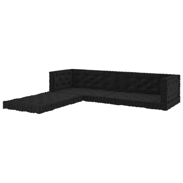 vidaXL Coussins de plancher de palette lot de 7 Noir Coton