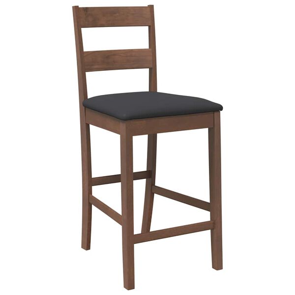 vidaXL Tabourets de bar avec coussins 2 pcs blanc bois massif d'h&eacute;v&eacute;a