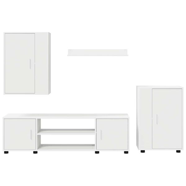 vidaXL Ensemble meuble TV Montage mural 4 pcs Blanc Bois d'ing&eacute;nierie