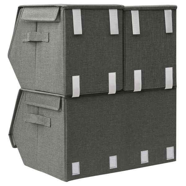 vidaXL Bo&icirc;tes de rangement empilables 3 pcs Tissu Anthracite