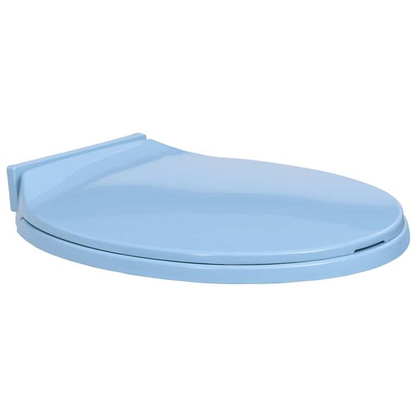vidaXL Si&egrave;ge de toilette &agrave; fermeture en douceur Bleu Ovale