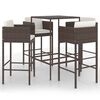 vidaXL Ensemble bar de jardin 5 pcs et coussins R&eacute;sine tress&eacute;e Marron