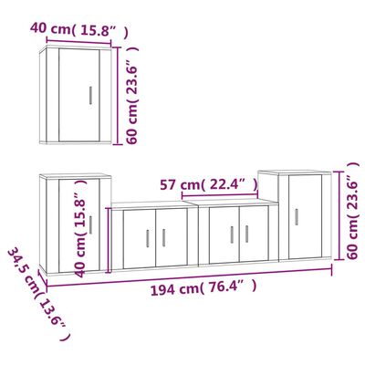 vidaXL Ensemble de meubles TV 5 pcs Chêne sonoma Bois d'ingénierie