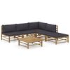 vidaXL Salon de jardin 6 pcs avec coussins gris fonc&eacute; bambou