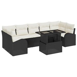 vidaXL Ensemble de canap&eacute; de jardin 8 pc Noir polyrotin