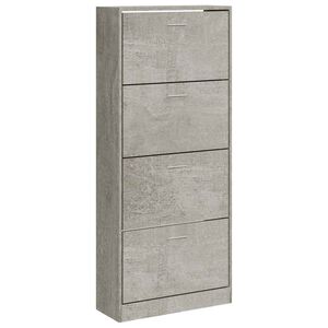 vidaXL Armoire &agrave; chaussures Gris b&eacute;ton 63x24x147 cm Bois d'ing&eacute;nierie