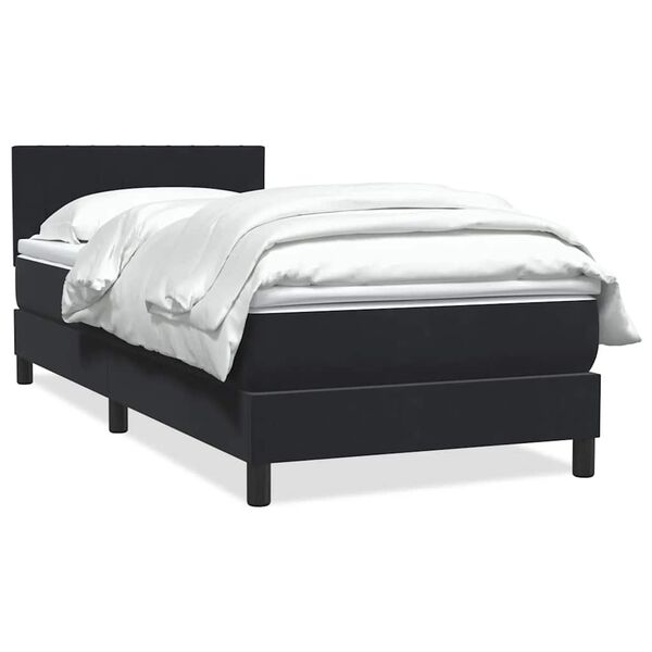 vidaXL Sommier &agrave; lattes de lit avec matelas noir 100x210 cm velours