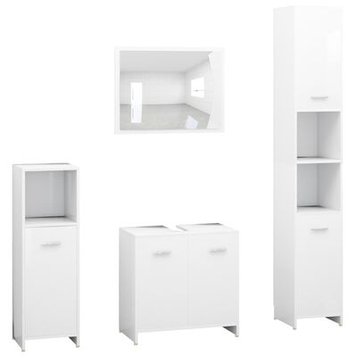 vidaXL Ensemble de meubles salle de bain 4 pcs blanc bois d’ingénierie