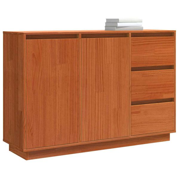 vidaXL Buffet avec tiroir Ch&ecirc;ne brun 111 x 34 x 75 cm Pin massif