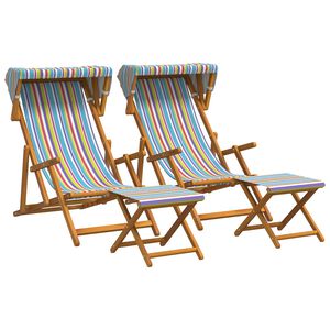 vidaXL Chaise Longue 4 pc 3 Position Bois d'eucalyptus massif