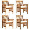 vidaXL Ensemble de 4 chaises de jardin avec coussins en bois d'acacia massif