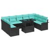 vidaXL Ensemble de canap&eacute; de jardin 10 pcs Noir Poly rotin