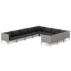 vidaXL Salon de jardin 10 pcs avec coussins R&eacute;sine tress&eacute;e Gris fonc&eacute;