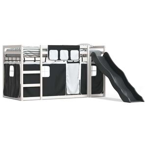 vidaXL Lit superpos&eacute; sans matelas avec toboggan blanc noir 90x200 cm