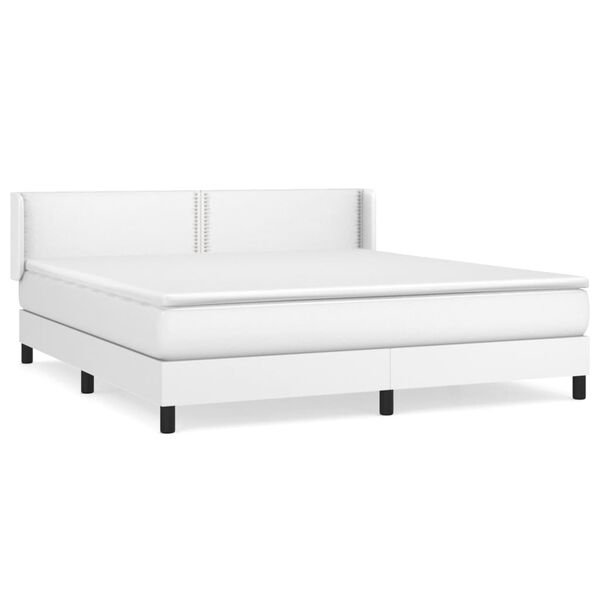 vidaXL Sommier &agrave; lattes de lit avec matelas Blanc 180x200cm Similicuir