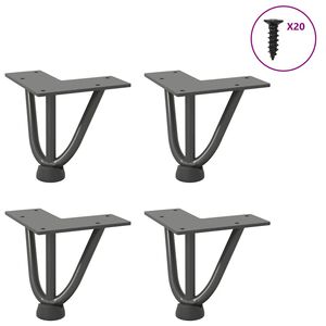 vidaXL Pieds en épingle à cheveux pour table basse 4 pièces Anthracite 10 cm Acier massif