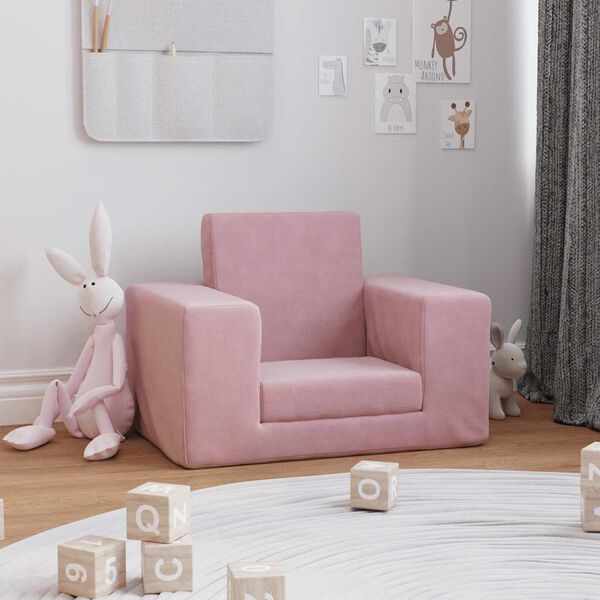 vidaXL Canap&eacute;-lit pour enfants Rose Peluche douce