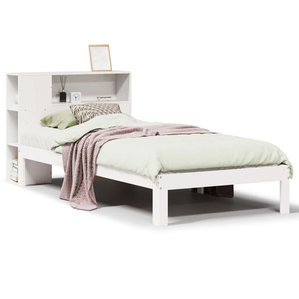 vidaXL Lit biblioth&egrave;que sans matelas blanc 90x200cm bois de pin massif