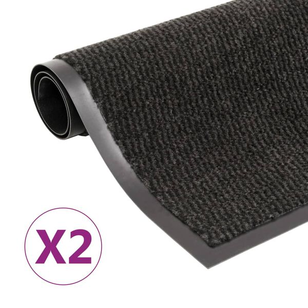 vidaXL Paillassons rectangulaires 2 pcs 60 x 90 cm Noir