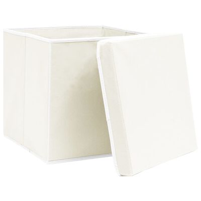 vidaXL Boîtes de rangement avec couvercles 4pcs Blanc 32x32x32cm Tissu
