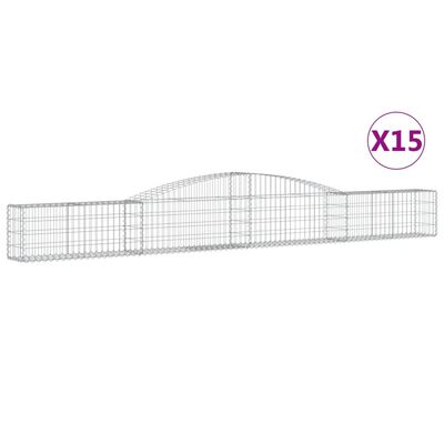 vidaXL Paniers à gabions arqués 15 pcs 400x30x40/60 cm Fer galvanisé