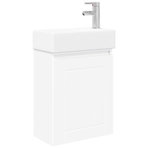 vidaXL Meuble de salle de bain avec robinet Blanc 45,5 x 25,5 x 84 cm