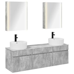 vidaXL Ensemble d'armoire de salle de bain 5 pc Gris b&eacute;ton