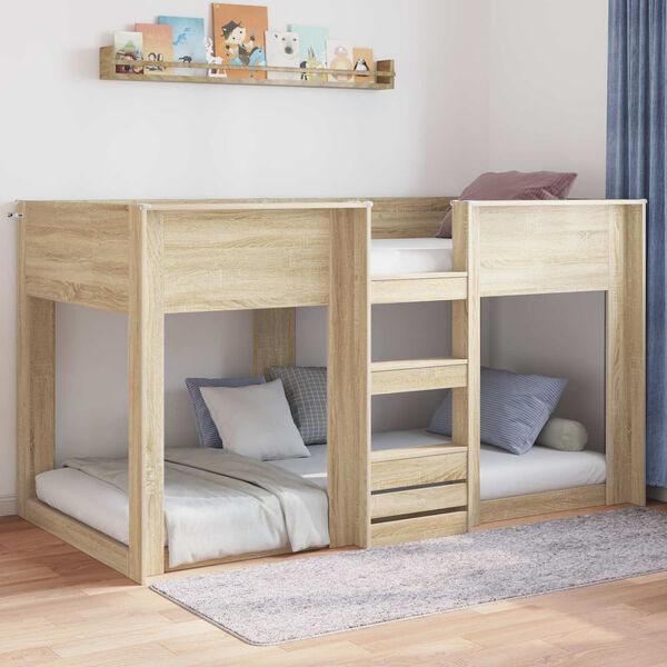 vidaXL Cadre de lit sur&eacute;lev&eacute; Sonoma 71,5 x 190 cm Bois d'ing&eacute;nierie