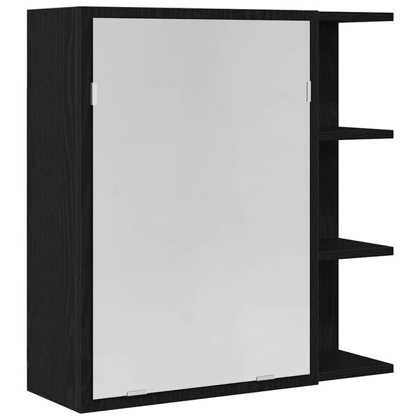 vidaXL Armoire Miroir de Salle de Bain Ch&ecirc;ne noir 62,5 x 20,5 x 64 cm