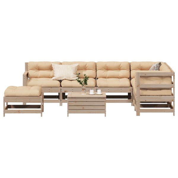 vidaXL Salon de jardin 8 pcs avec coussins Bois de pin massif