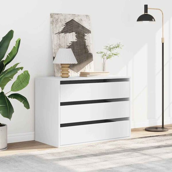 vidaXL Commode d'angle blanc 80x41x58 cm bois d'ing&eacute;nierie