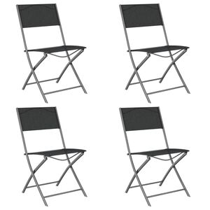 vidaXL Chaises pliantes, lot de 4, acier noir et textil&egrave;ne