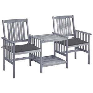 vidaXL Chaises de jardin avec table &agrave; th&eacute; et coussins Acacia solide