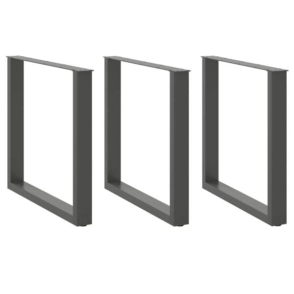 vidaXL Pieds de table &agrave; manger en U 3 pi&egrave;ces Anthracite 90 x (72-73) cm Acier