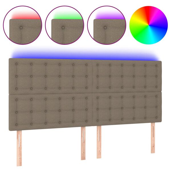 vidaXL T&ecirc;te de lit &agrave; LED Taupe 160x5x118/128 cm Tissu