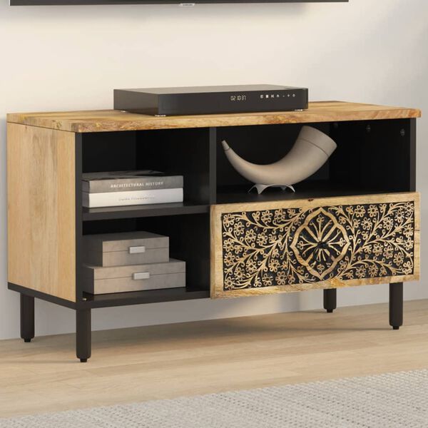 vidaXL Meuble TV 80x33x46 cm bois massif de manguier