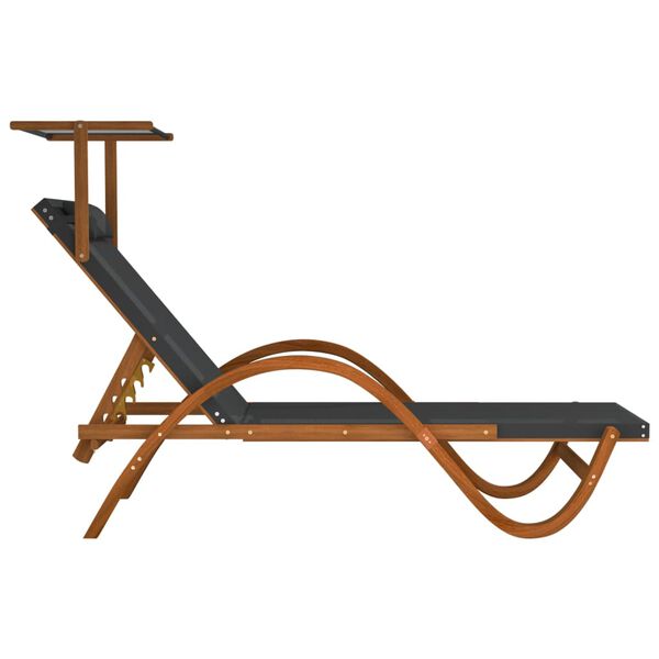 vidaXL Chaise longue avec auvent gris textil&egrave;ne/bois massif peuplier