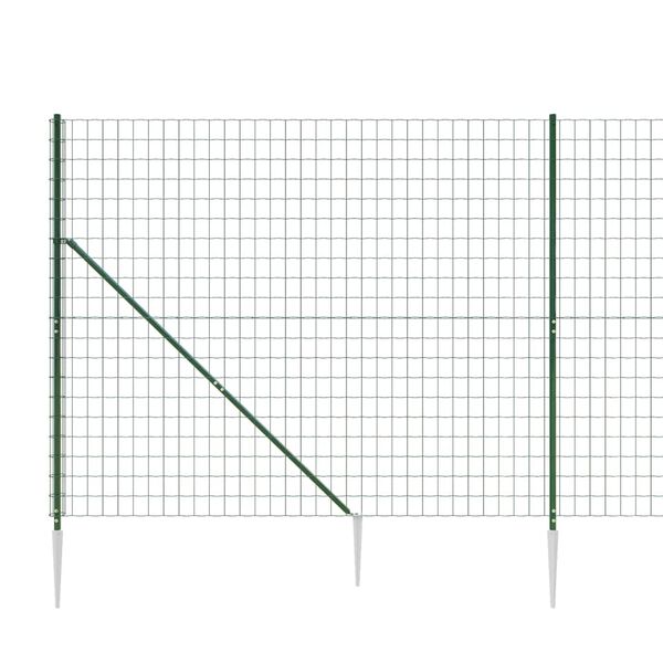 vidaXL Cl&ocirc;ture en treillis m&eacute;tallique et piquet d'ancrage vert 1,4x10m