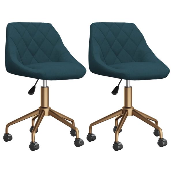 vidaXL Chaises pivotantes &agrave; manger lot de 2 bleu velours