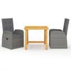 vidaXL Ensemble &agrave; manger de jardin 3 pcs Gris